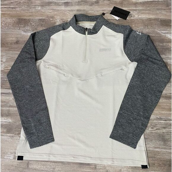 Rawgear Mens Athletic Cream Shirt Workout Half Zip Sz L - Picture 1 of 4